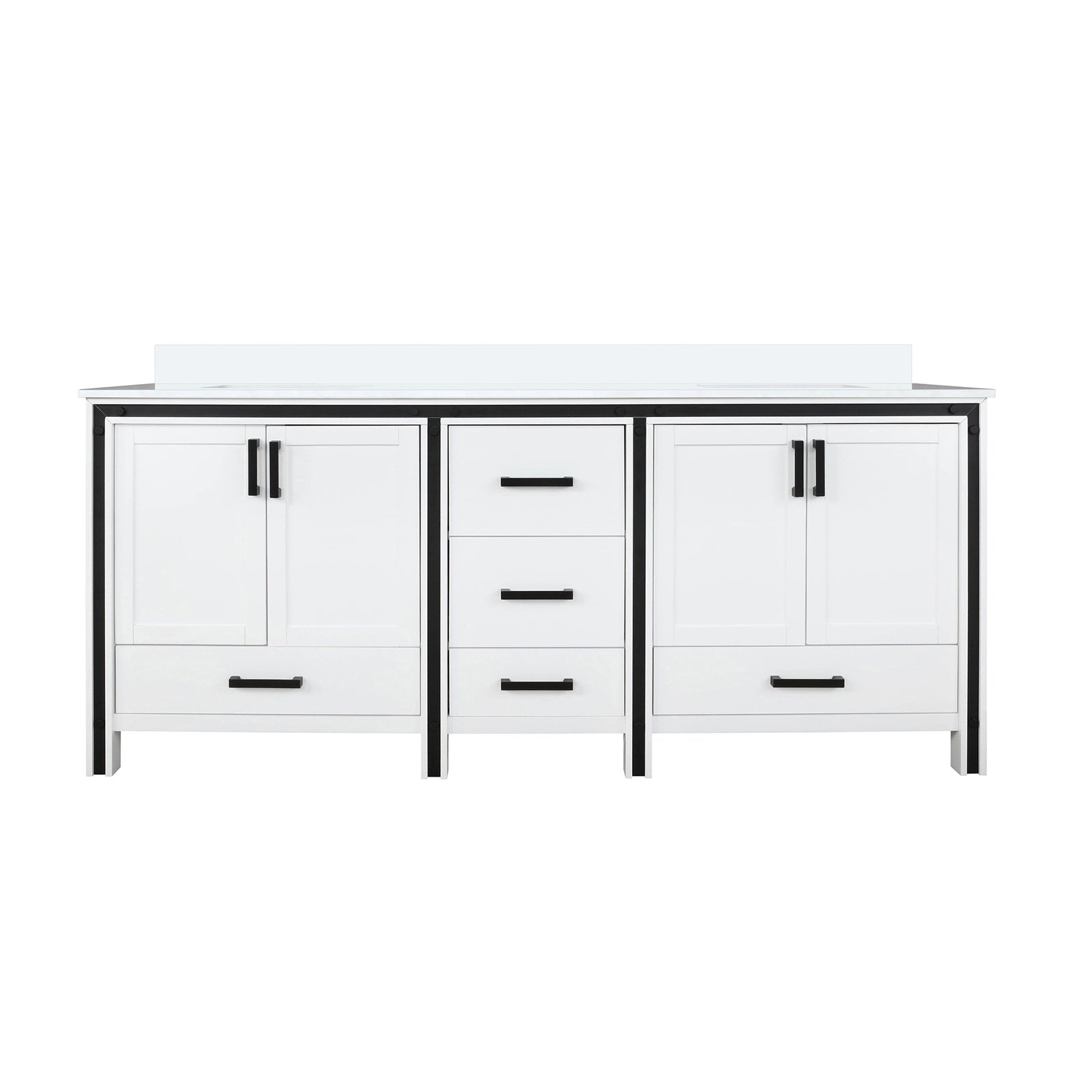 White Double Bath Vanity 72 in. W x 22 in. D, with Cultured Marble Top
