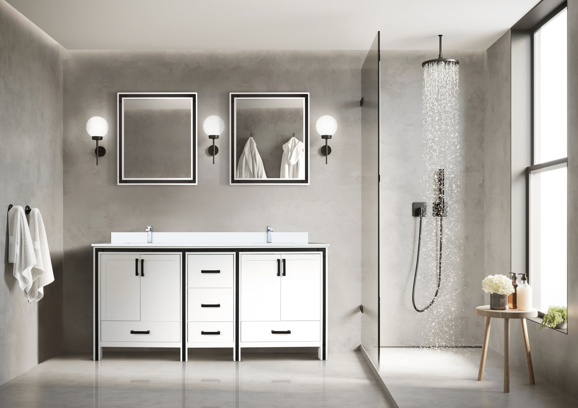 White Double Bath Vanity 72 in. W x 22 in. D