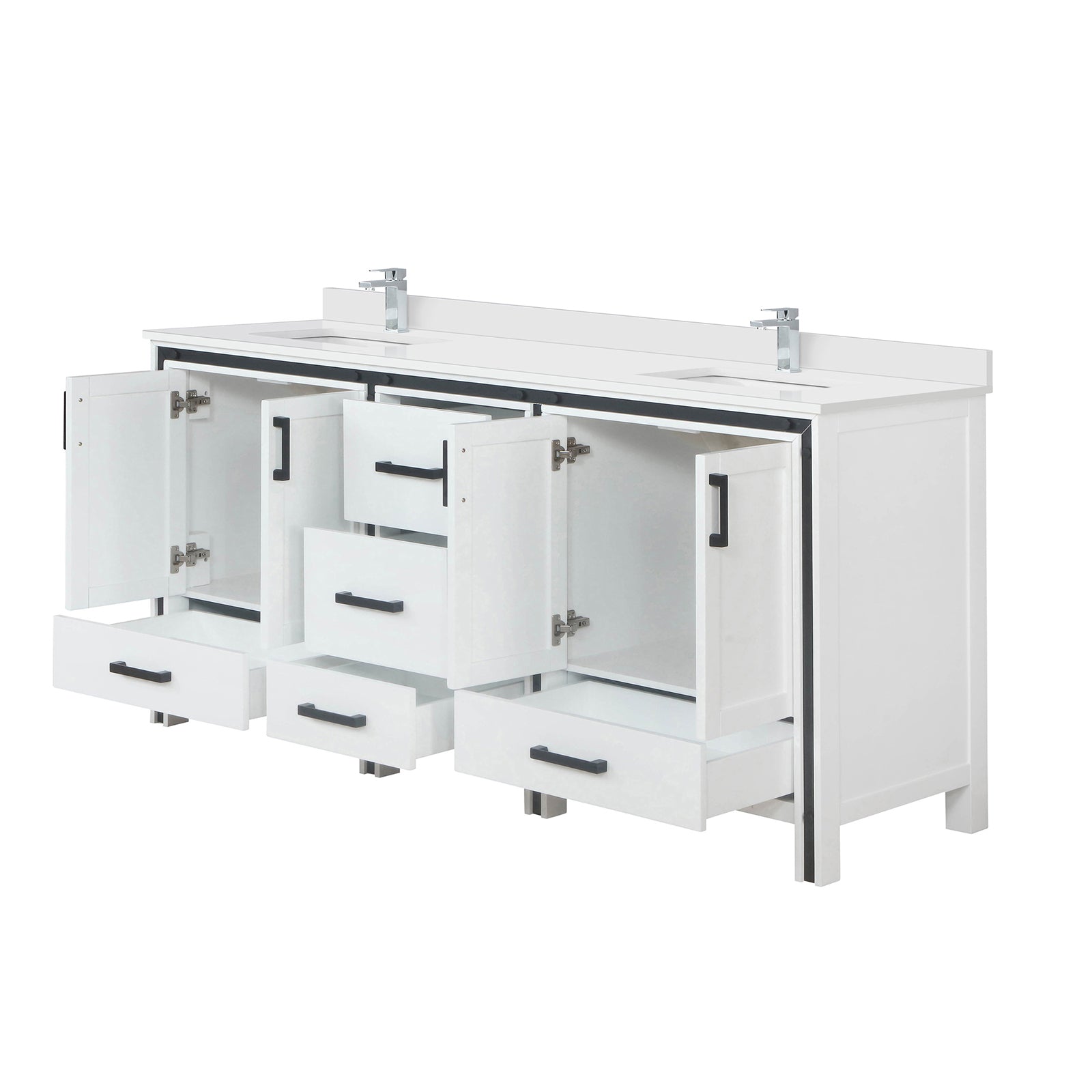 White Double Bath Vanity 72 in. W x 22 in. D, Cultured Marble Top and Faucet Set