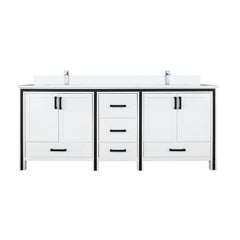 White Double Bath Vanity 72 in. W x 22 in. D, Cultured Marble Top and Faucet Set