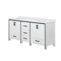 White Double Bath Vanity 72 in. W x 22 in. D, with White Quartz Top