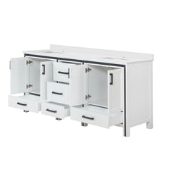 White Double Bath Vanity 72 in. W x 22 in. D, with White Quartz Top