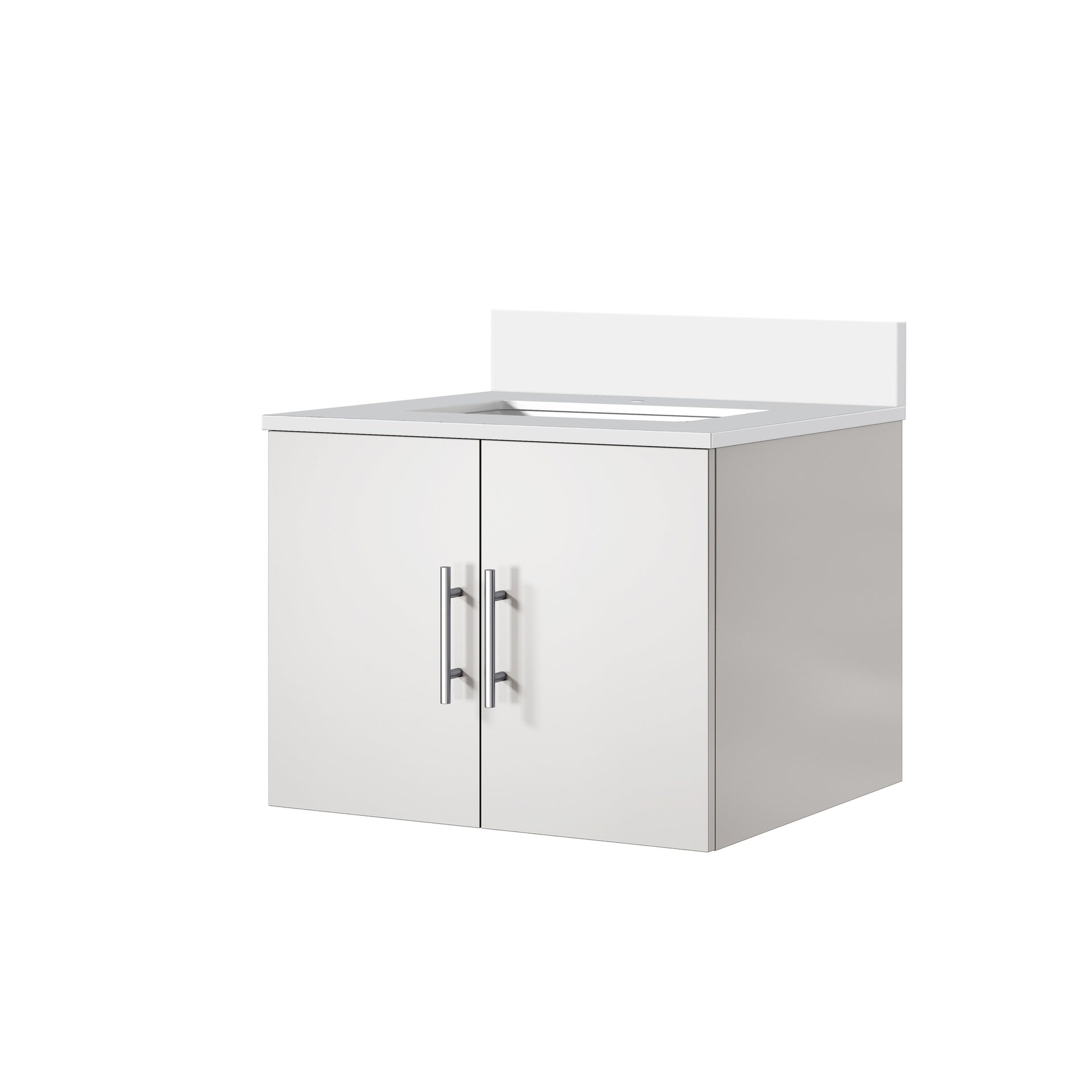 Geneva 24 in. W x 22 in. D Glossy White Bath Vanity and Cultured Marble Top