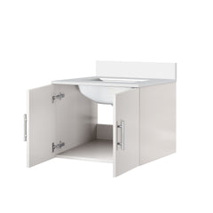 Geneva 24 in. W x 22 in. D Glossy White Bath Vanity and Cultured Marble Top