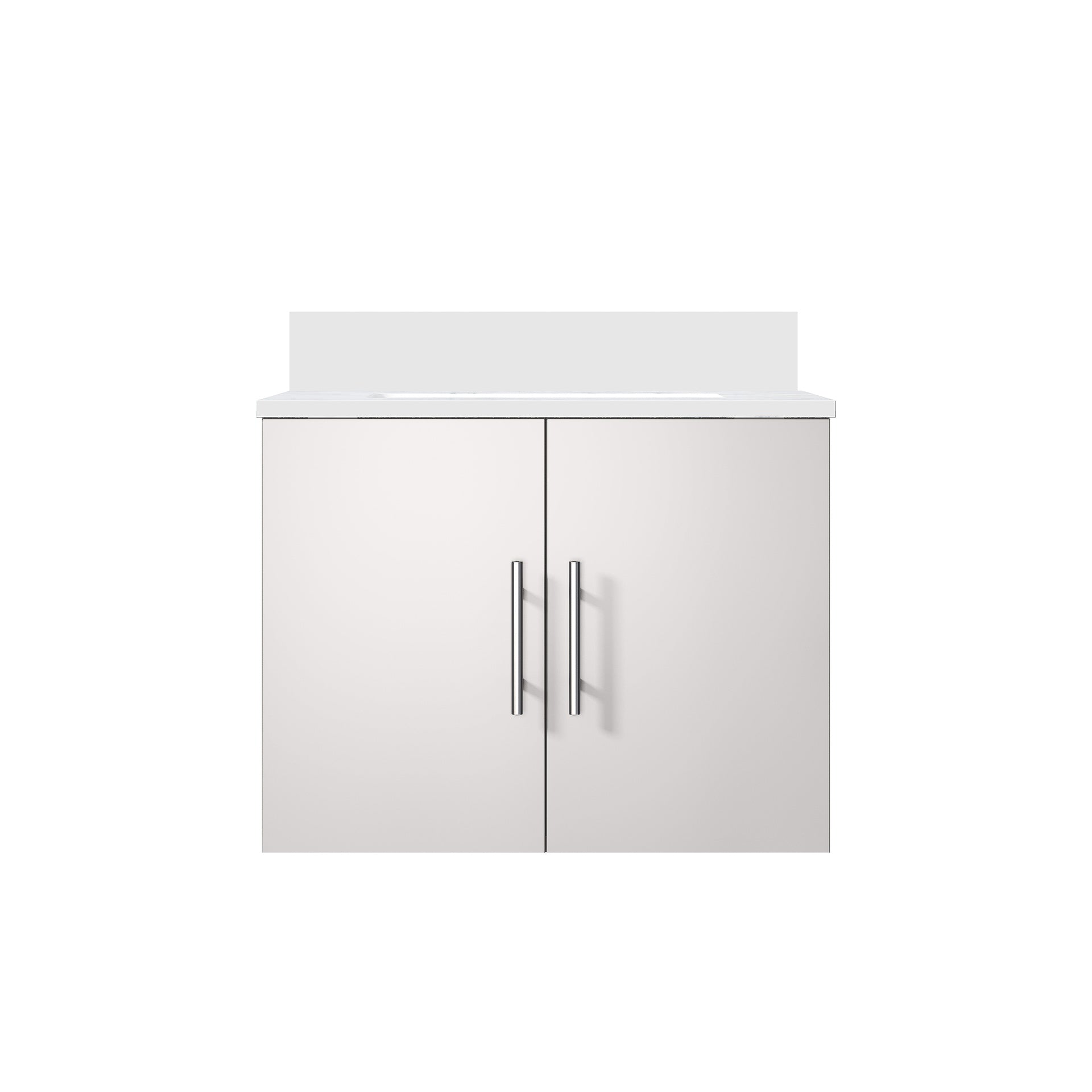Glossy White Bath Vanity 24 in. W x 22 in. D, with White Quartz Top