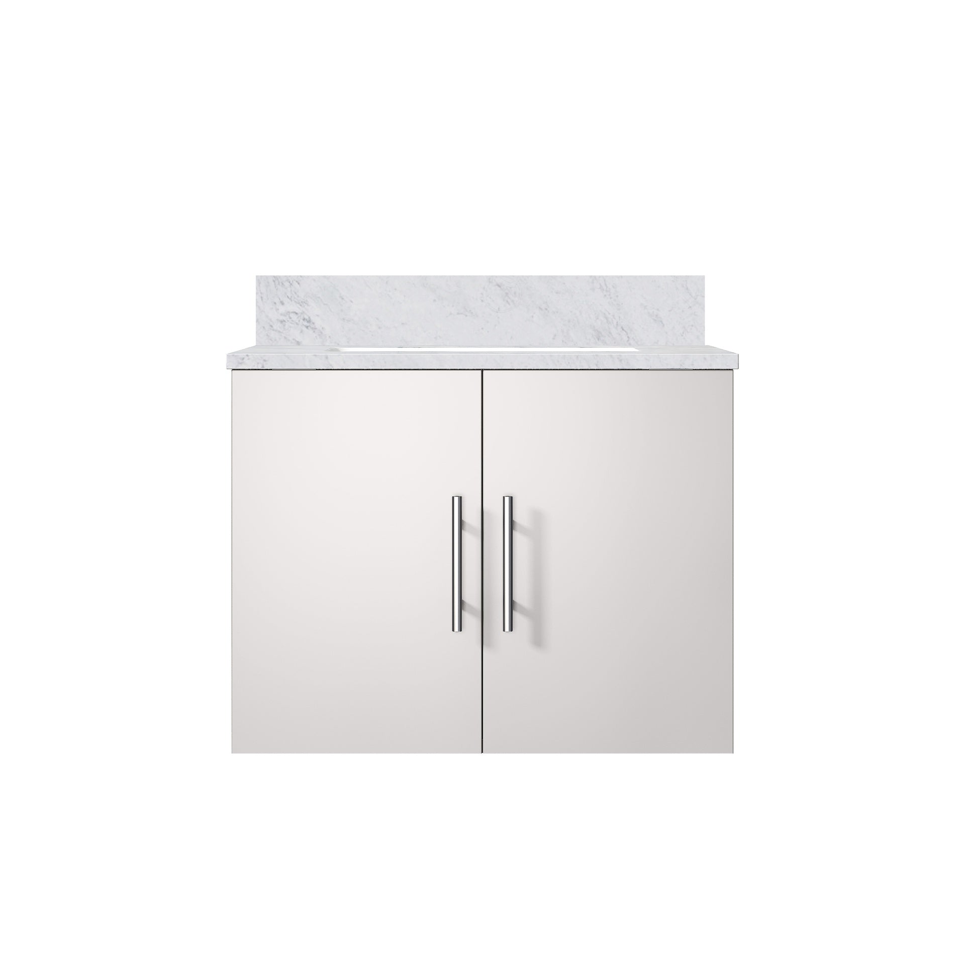 Glossy White Bath Vanity 24 in. W x 22 in. D, with Carrara Marble Top