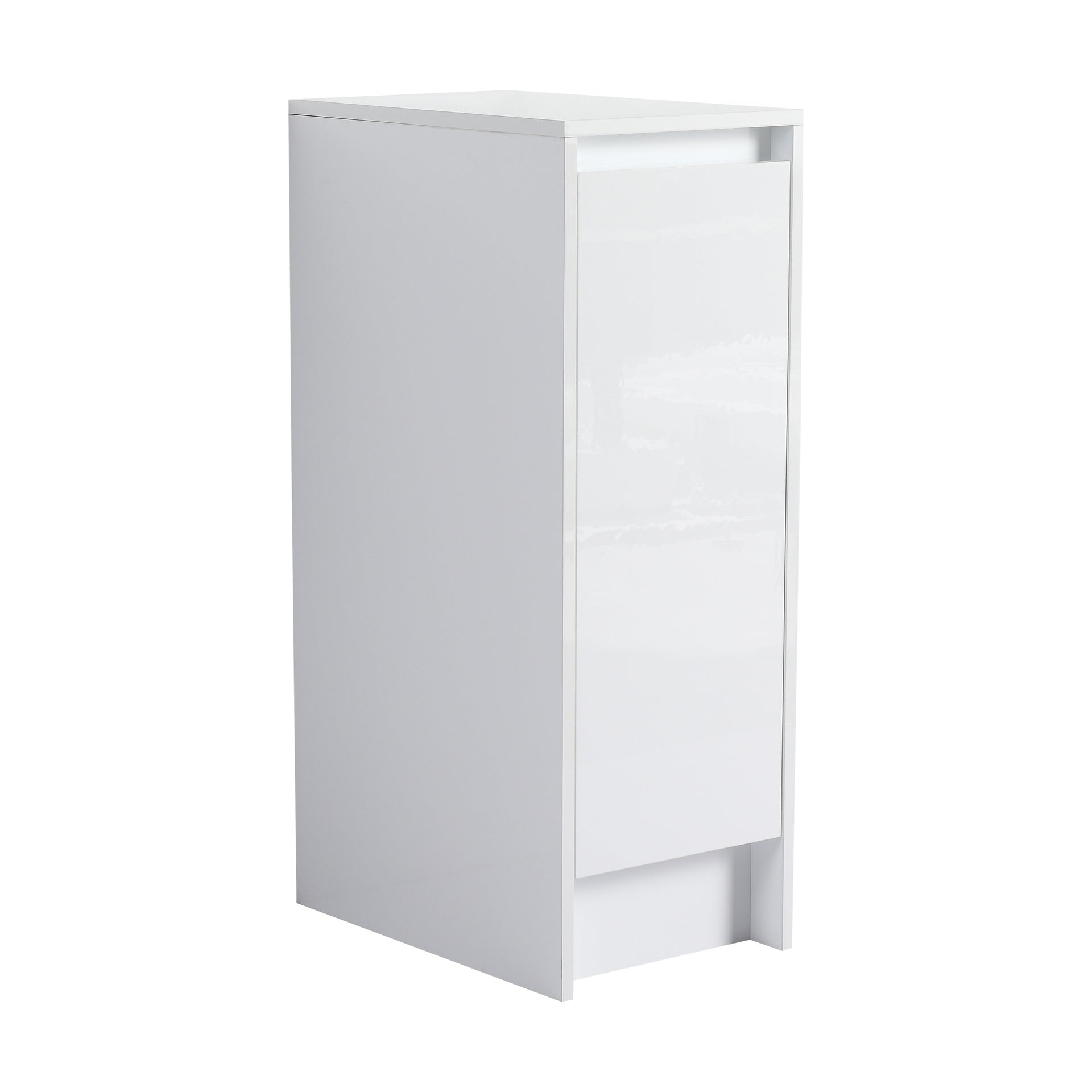 12" freestanding Bathroom Storage Cabinet, Soft Close Doors, Glossy White,(KD-Packing)