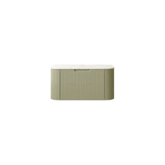 DINA 30'' Wall Mounted Cabinet, with Carrara White Artificial Marble Countertop and Drawer, NO Basin, NO Faucet, Light Green Color