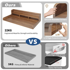 Washer Dryer Countertop with Non-slip Pads, Laundry Wood Shelf Topper with Edge, Double Layer Organizer for Washer and Dryer Laundry Hamper Counter Storage Organization(WALNUT)