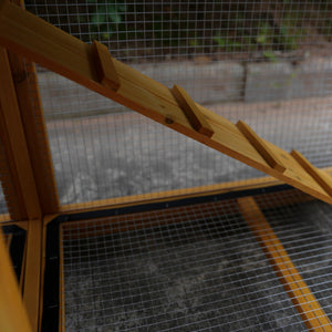 Rabbit Hutch, Indoor Bunny Cage, Outdoor Rabbit Cages with Run, Pet House with Deeper No Leak Tray, UV Panel, Removable Bottom Wire Mesh for Small Animals,Removable waterproof and sun protection cover