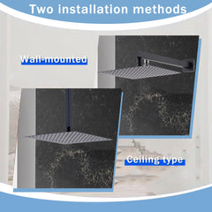 12 Inch Ceiling Mount Brushed Nickel Shower System Bathroom Luxury Rain Mixer Shower Combo Set Ceiling Rainfall Shower Head System