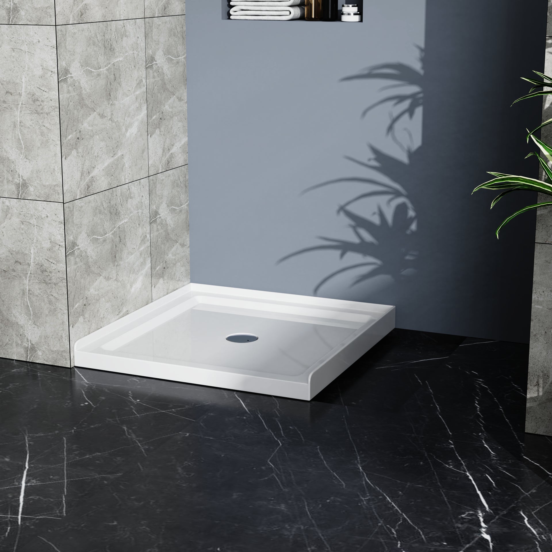 Goodyo 36x36 in Shower Base, Centered Drain Single-Threshold Shower Pan, White