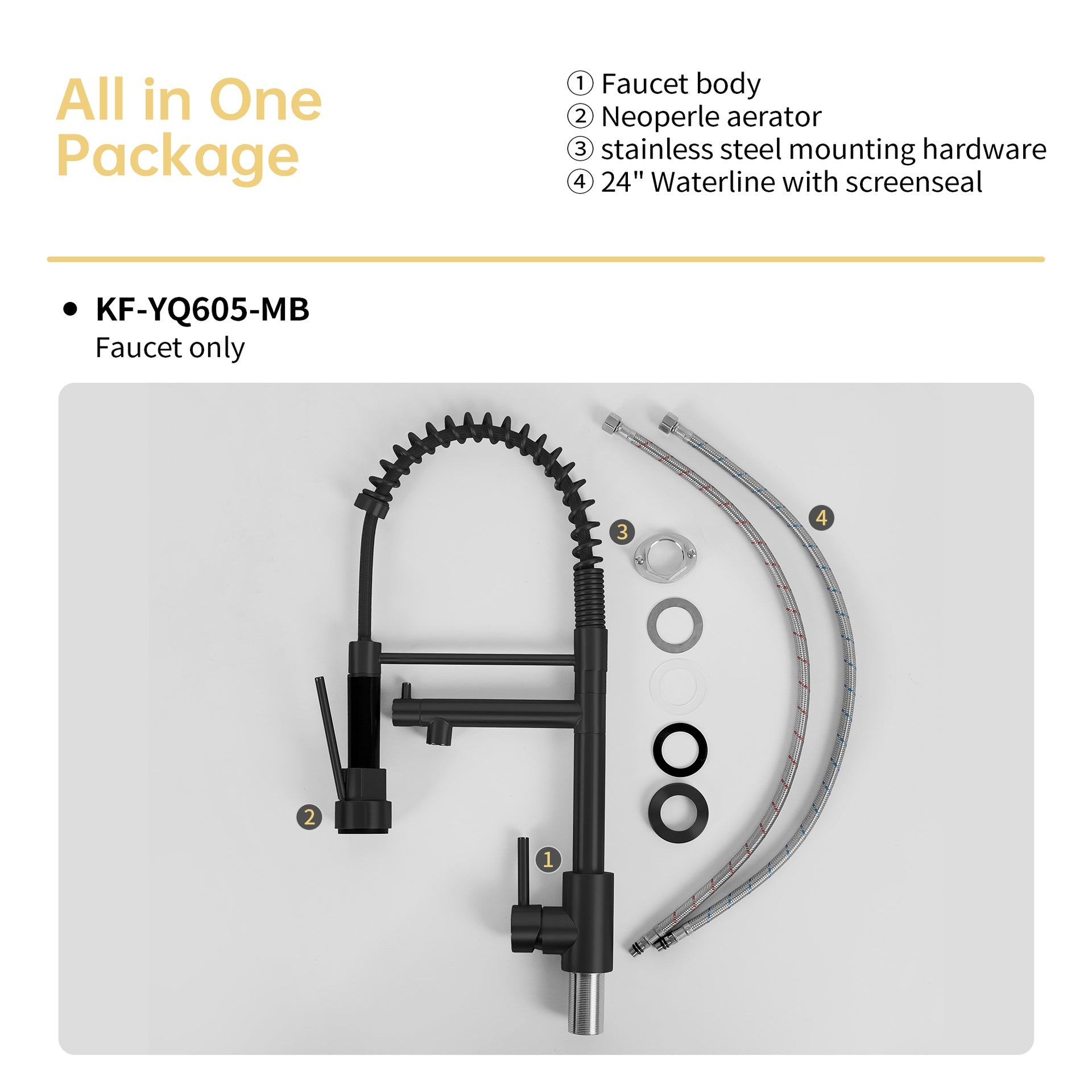 Bothwa Home CUPC Certified 19" Single Handle Kitchen Faucet (Matt Black Finish)