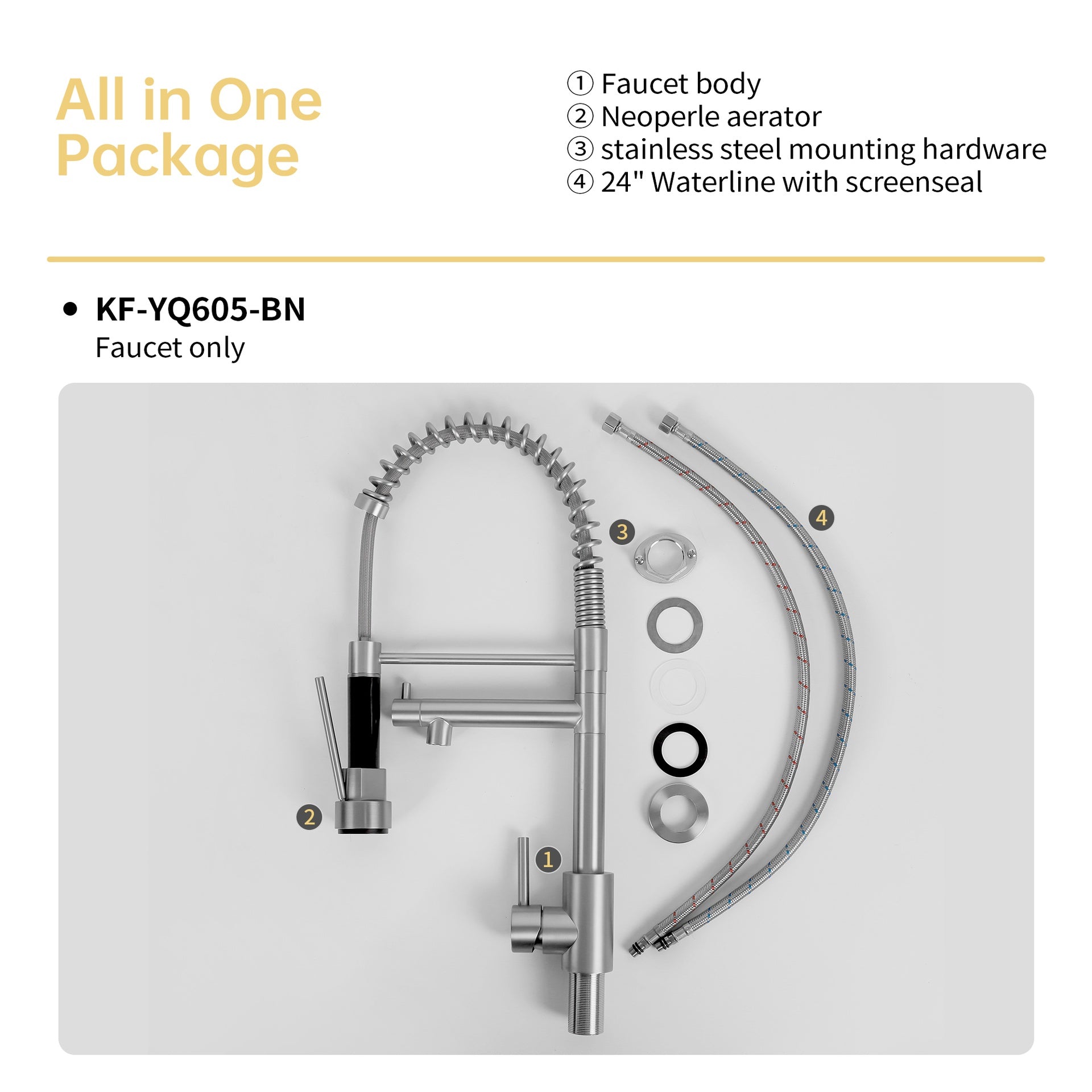 Bothwa Home CUPC Certified 19" Single Handle Kitchen Faucet ( Brushed Nickel Finish)