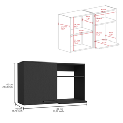 Alexandria 2 Piece Kitchen Set, Wall Cabinet + Utility Sink, Black