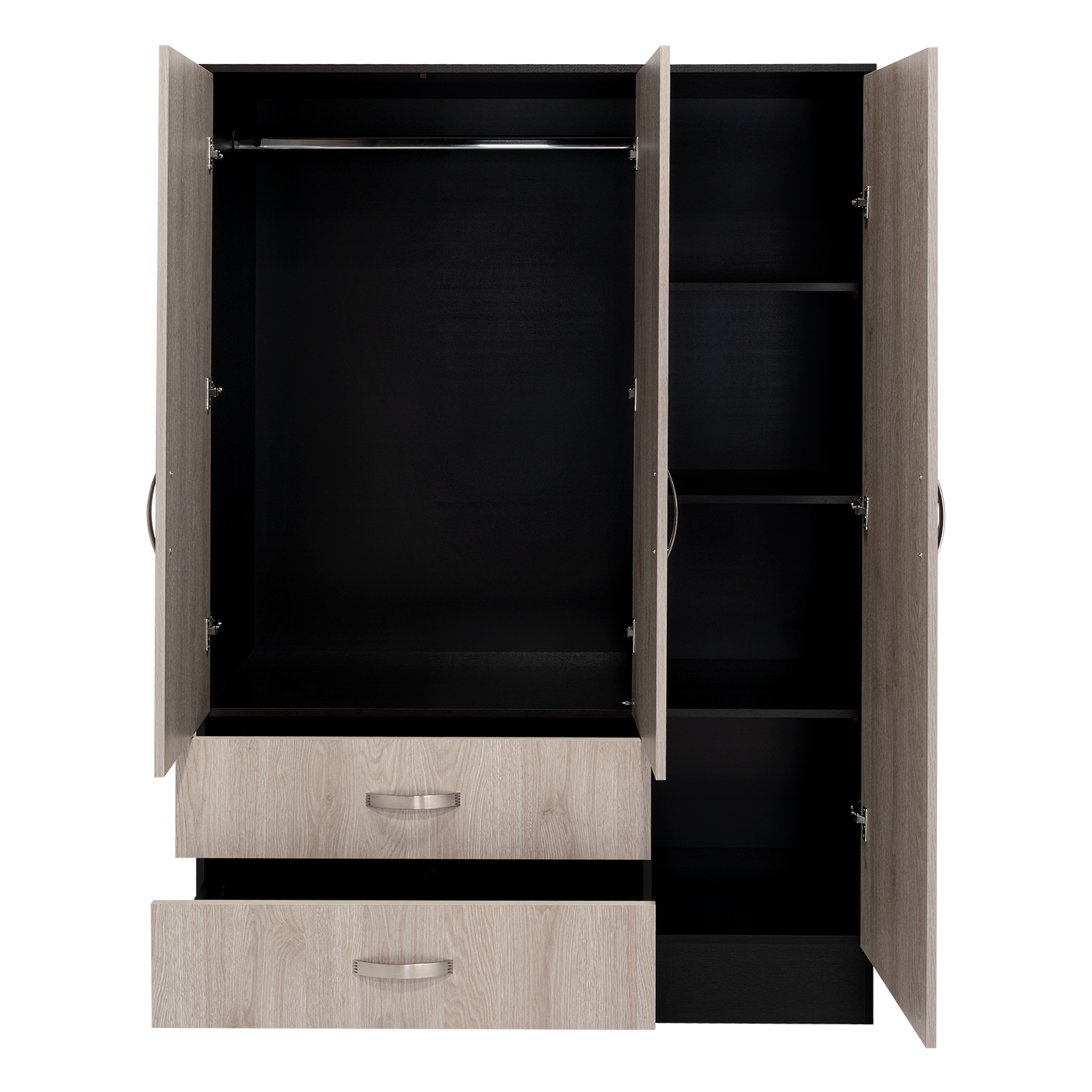 Mirrored Armoire Draggo, Bedroom, Black / Light Gray