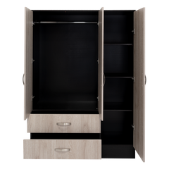 Mirrored Armoire Draggo, Bedroom, Black / Light Gray