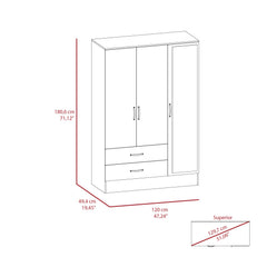 Mirrored Armoire Draggo, Bedroom, Black / Light Gray