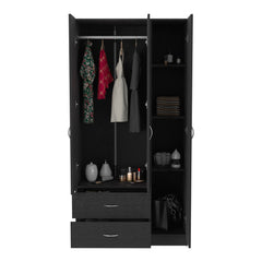 Three Door Armoire Clark, Bedroom, Black
