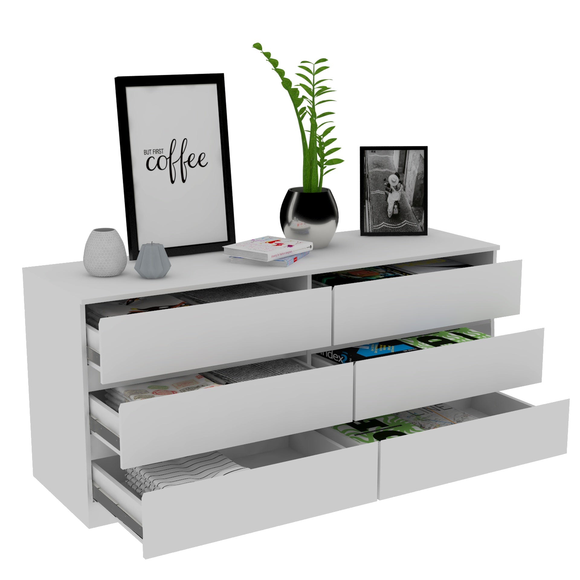 6 Drawer Double Dresser Tronx, Bedroom, White