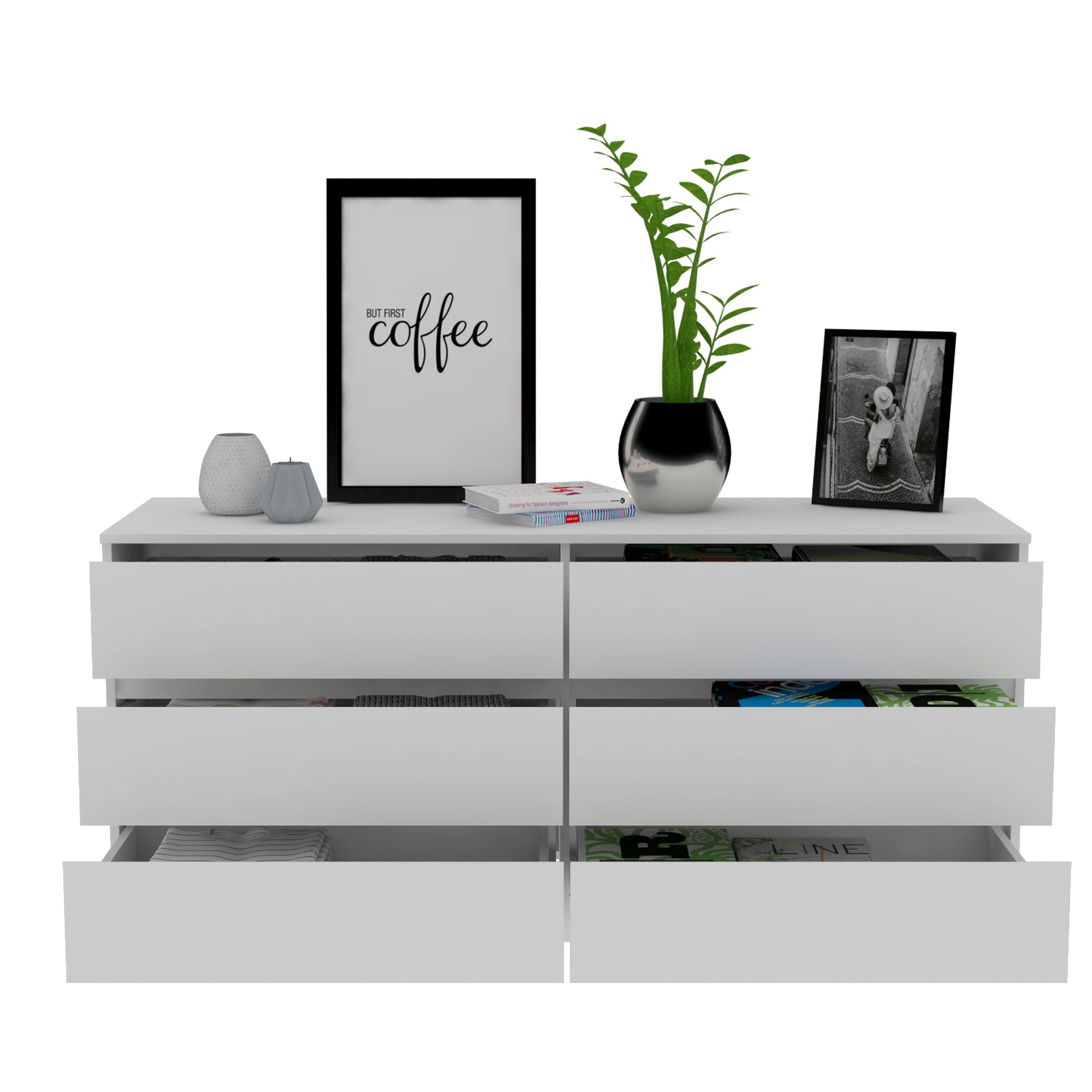 6 Drawer Double Dresser Tronx, Bedroom, White