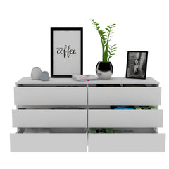 6 Drawer Double Dresser Tronx, Bedroom, White