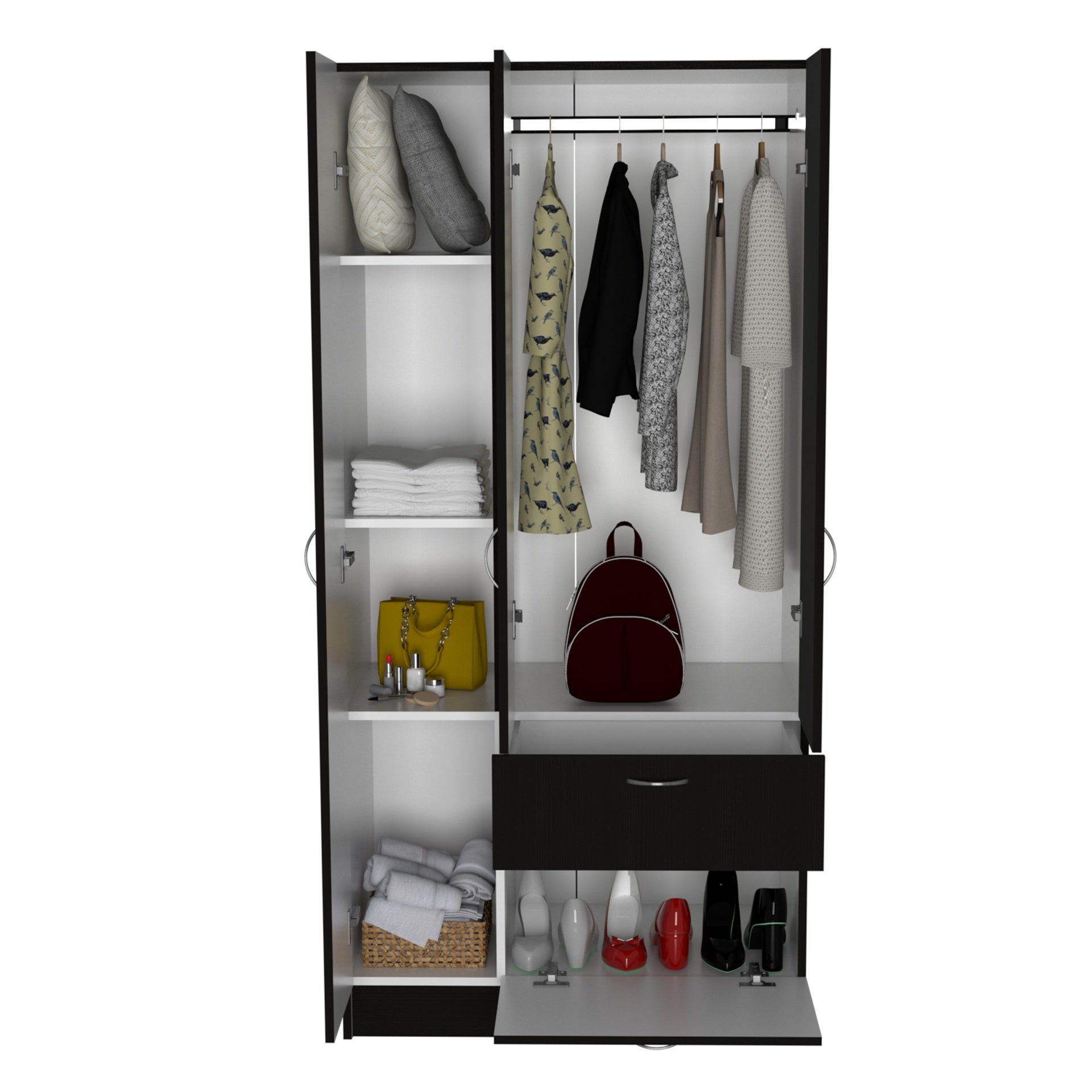Armoire Cobra, Bedroom, Black / White
