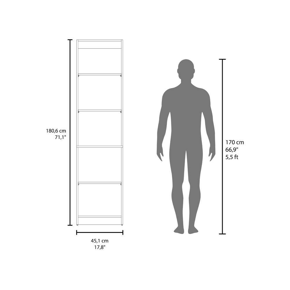 Verdi Bookcase Eco, 5 Shelves, Macadamia/White Manufactured Wood