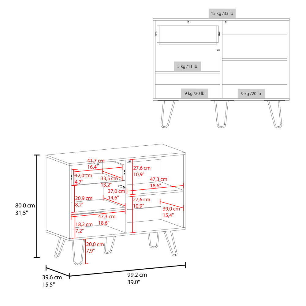 Platea Sideboard, Living Room,  White/Macadamia