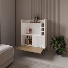 Platea Bar Cabinet, Living Room, White/Macadamia
