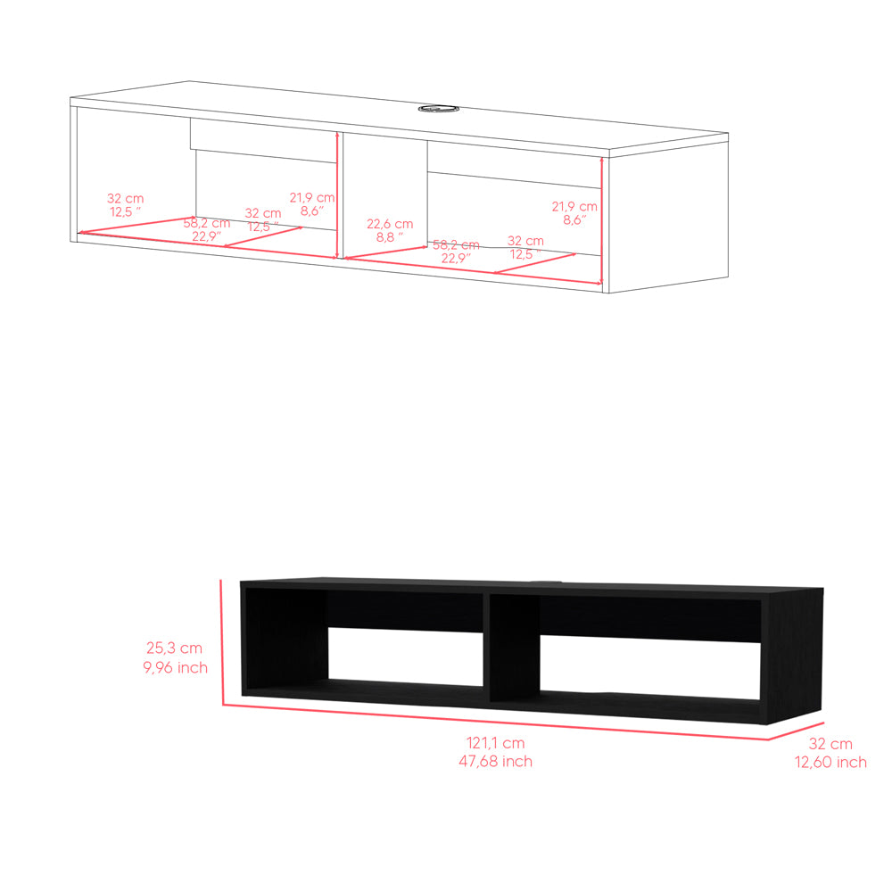 Floating Tv Stand Shelley, Living Room, Black