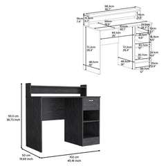 Computer Desk Delmar with Open Storage Shelves and Single Drawer, Smokey Oak Finish