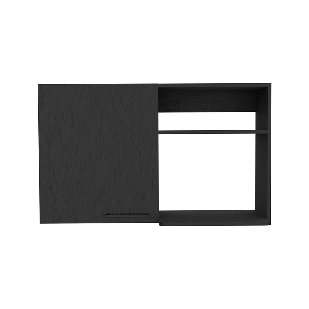 Kitchen Wall Cabinet Bussolengo, Two Shelves, Black Wengue Finish