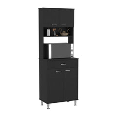Pantry Piacenza,Two Double Door Cabinet, Black Wengue Finish