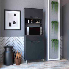 Pantry Piacenza,Two Double Door Cabinet, Black Wengue Finish