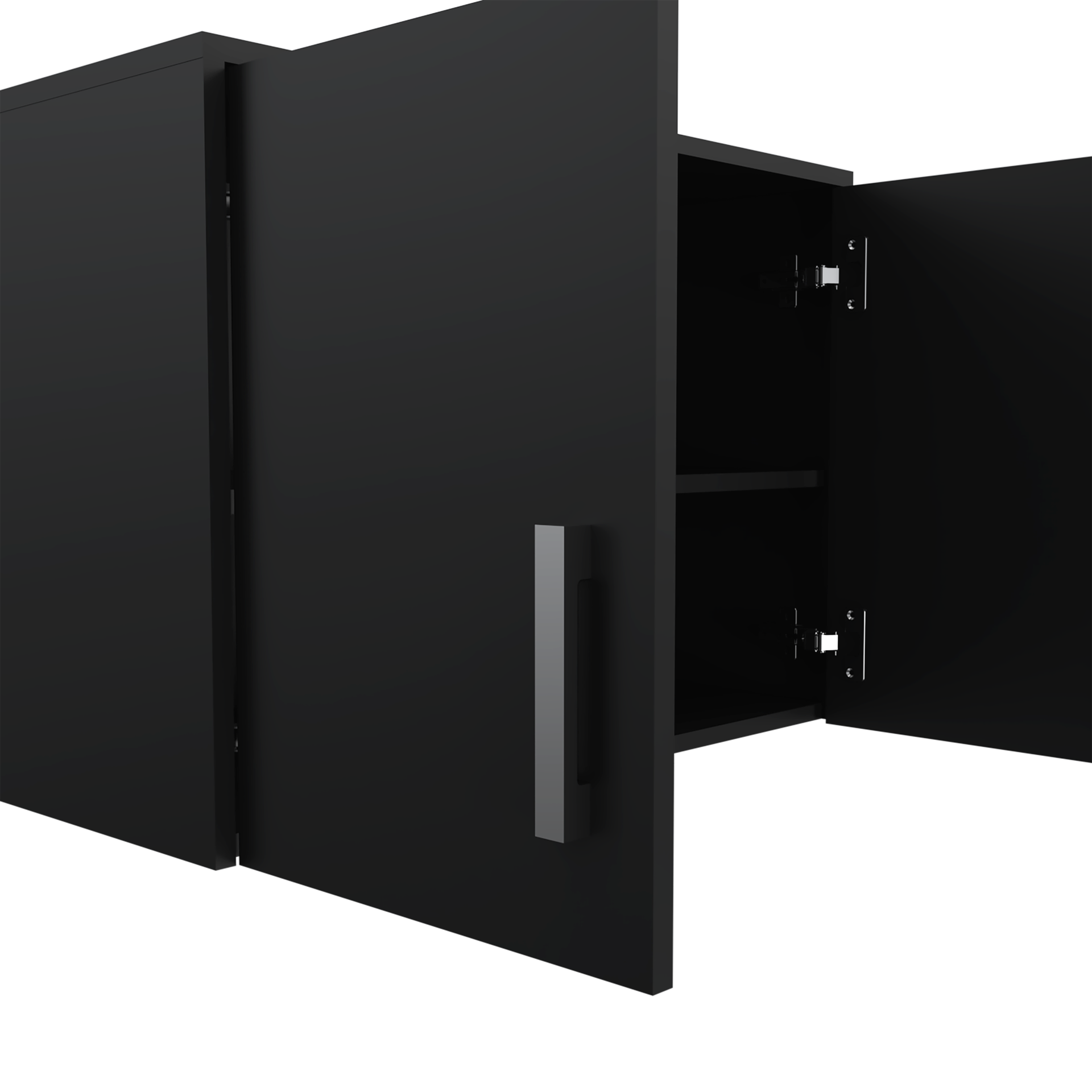Wall Storage Cabinet Lions, 3 Shelves, Double Door, Black Wengue Finish