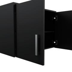 Wall Storage Cabinet Lions, 3 Shelves, Double Door, Black Wengue Finish