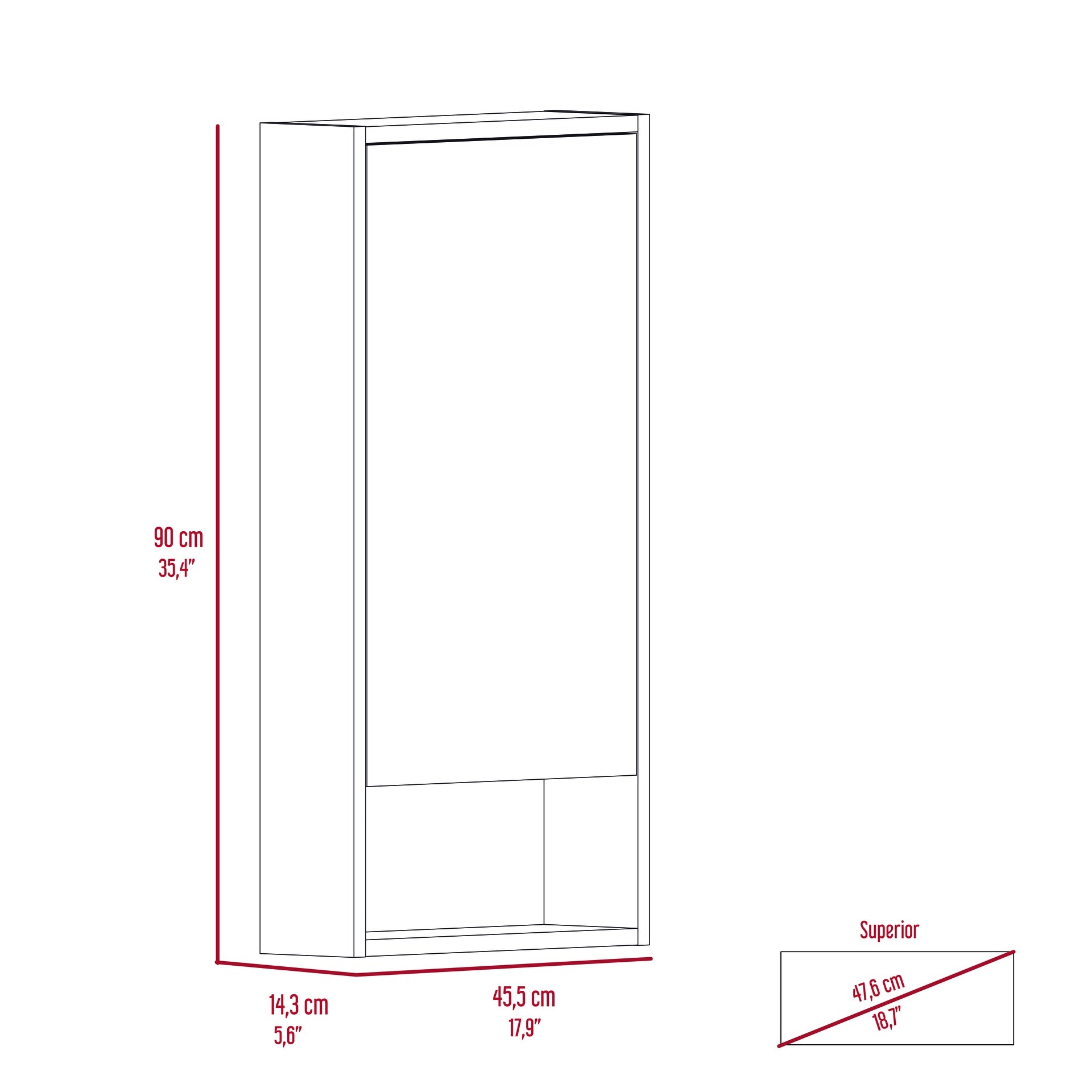 Medicine Cabinet Irvine, One External Shelf, Black Wengue Finish