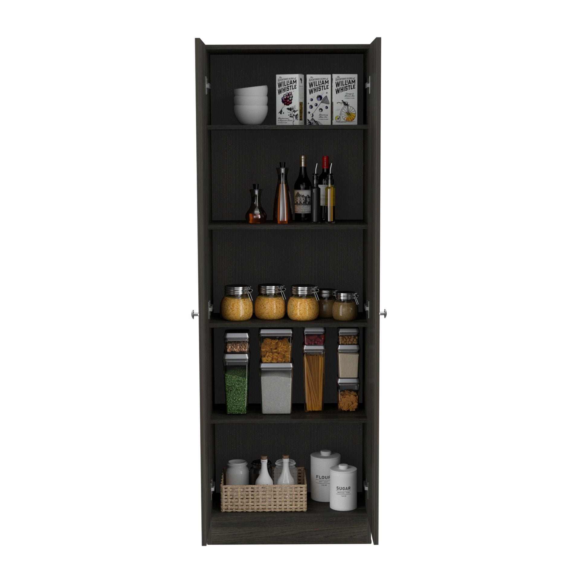 Storage Cabinet Pipestone, Five Shelves, Espresso / Black Wengue Finish