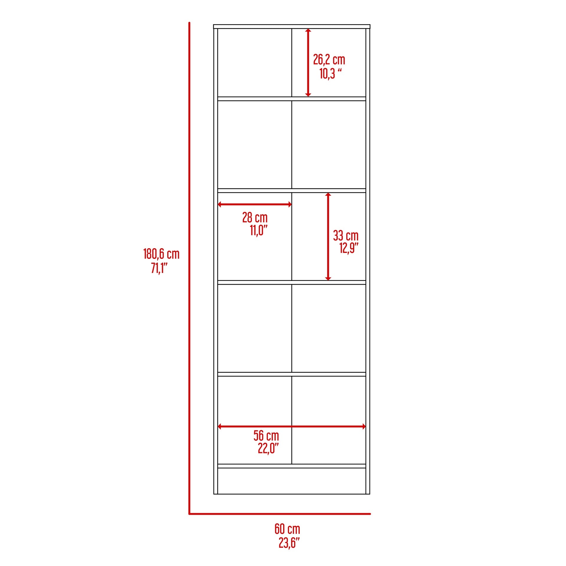 Storage Cabinet Pipestone, Five Shelves, Espresso / Black Wengue Finish