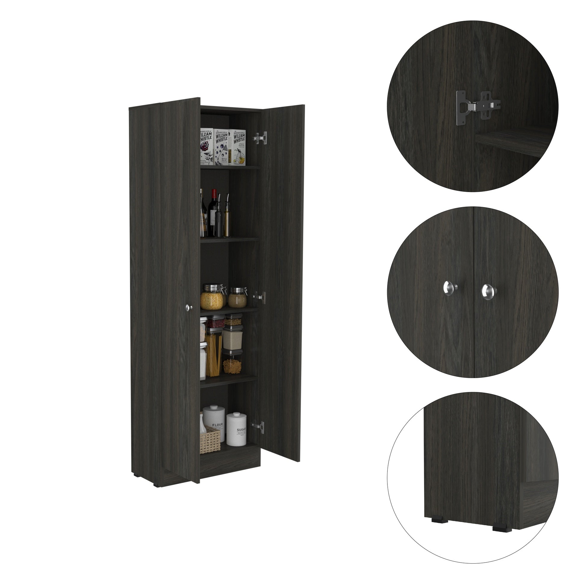 Storage Cabinet Pipestone, Five Shelves, Espresso / Black Wengue Finish