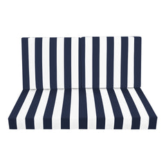 Outdoor Deep Seat Cushions for Patio Furniture, Waterproof Replacement Patio Chair Cushions, Double seat-blue/white stripe(1xseat+2Xback cushion)