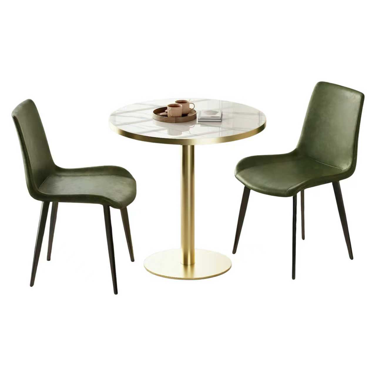Dining Chairs 2PCS, Modern Kitchen & Dining Room Chairs, Upholstered Faux Leather Cushion Seat and Sturdy Metal Legs