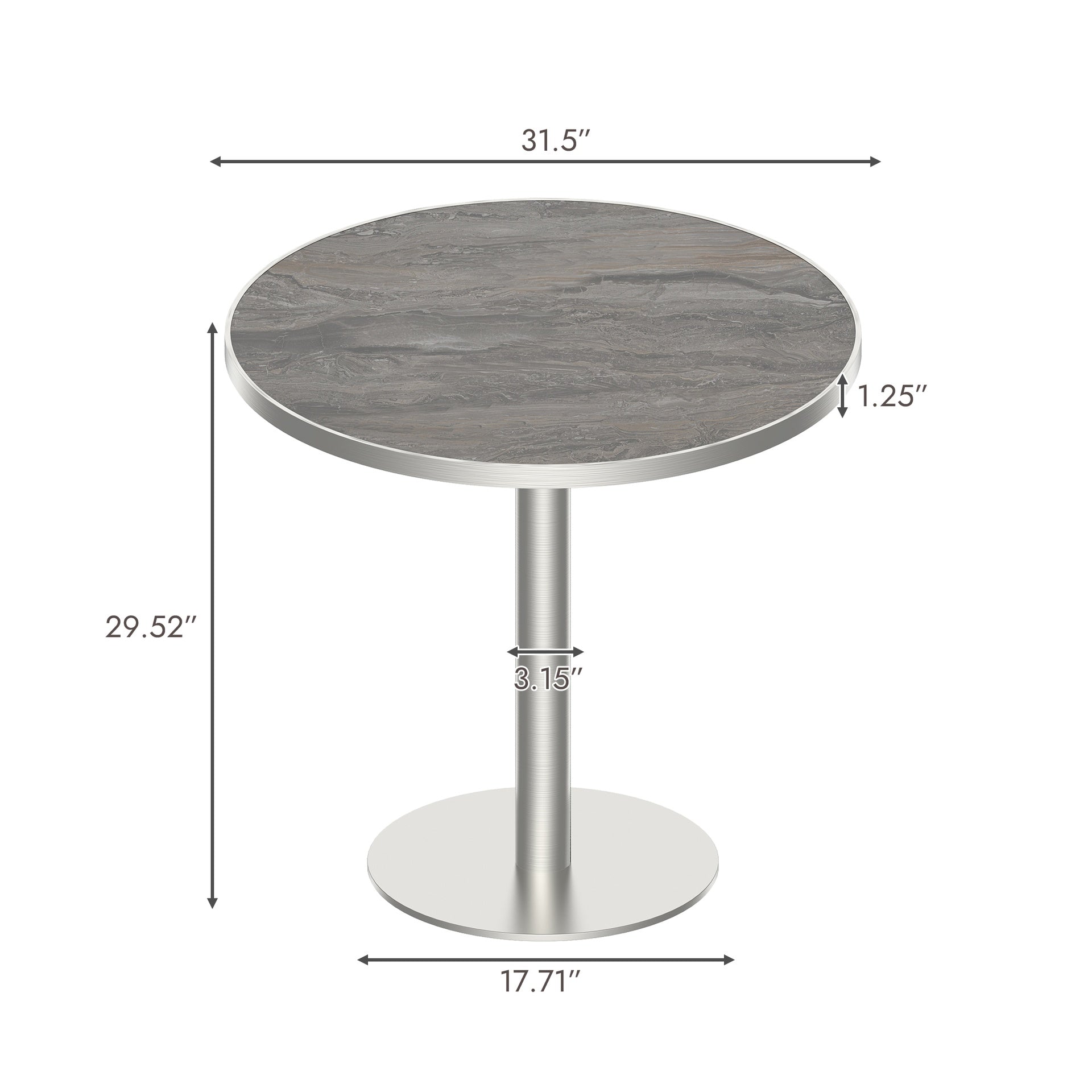 Round Modern Dinning Table 31.5 inches Bistro Table Tulip Table with Faux Marble top,Easy Assemble,Sturdy Metal Frame Diameter