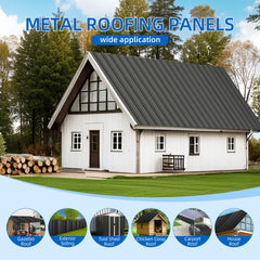 Metal Roof Panel Length 72.8IN Galvanized Roof Panels 25 PCS Waterproof Heavy Duty Metal Roof Panels for Outdoor House Storage Stables Patio Garages Sheds,Gray