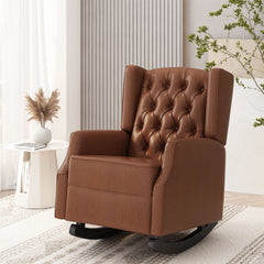 Rocking Chair Nursery, Rocker Chair with Wingback,Solid Wood Frame Armchair with Arm for Nursery, Living Room, Bedroom
