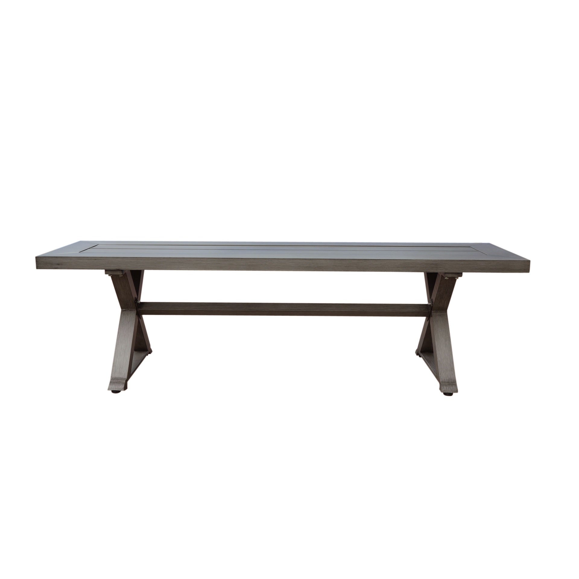 Modern Outdoor Aluminum Dining Bench, Dark Gray