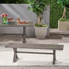 Modern Outdoor Aluminum Dining Bench, Dark Gray