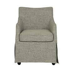 London Upholstered Skirted Dining Arm Chair with Hidden Casters Grey