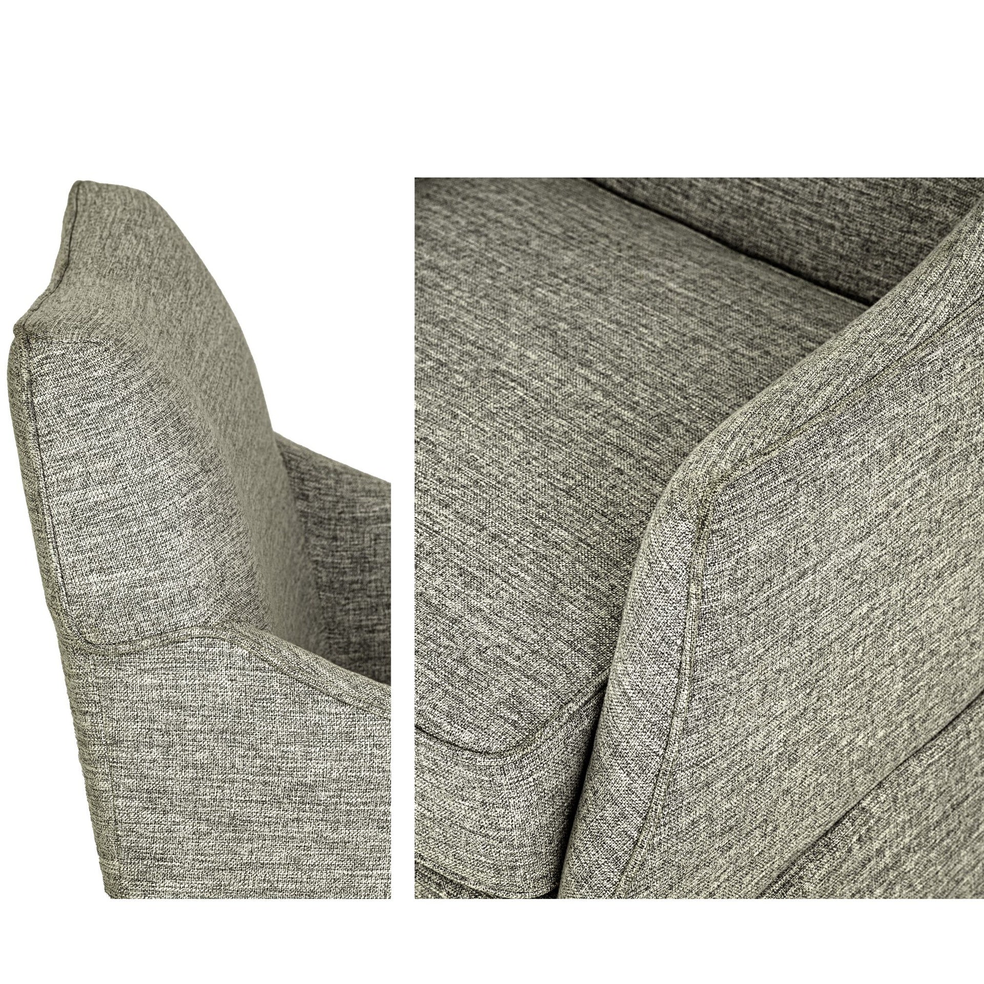 London Upholstered Skirted Dining Arm Chair with Hidden Casters Grey